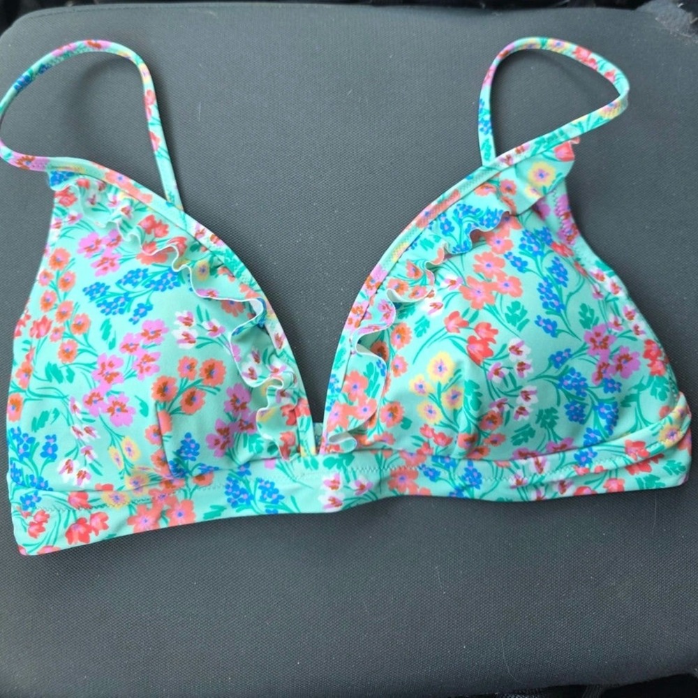 J.Crew Bikini Top M Womens Multicolor Floral Padded‎ Adjustable Straps Beach